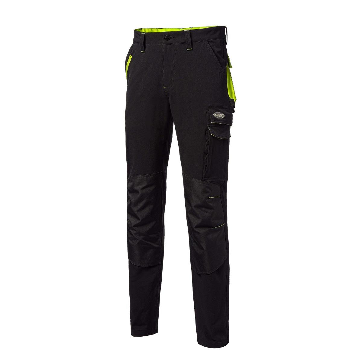 Pantalone invernale 90%poliam 10%spandex nero bande verde fluo