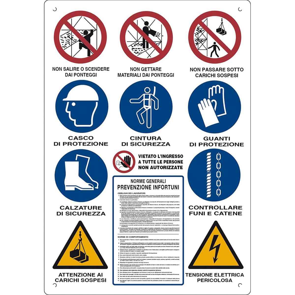 Cartello 11 simboli lavori cantiere 80x60
