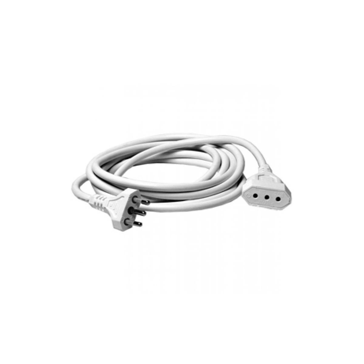 Prolunga bianca +spina 16a+presa bipasso 10/16a 5mt.