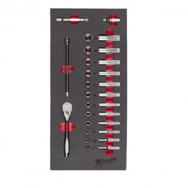 SET DI CRICCHETTO E BUSSOLE DA 1/4? IN MODULO MORBIDO\n 28 PZ MILWAUKEE