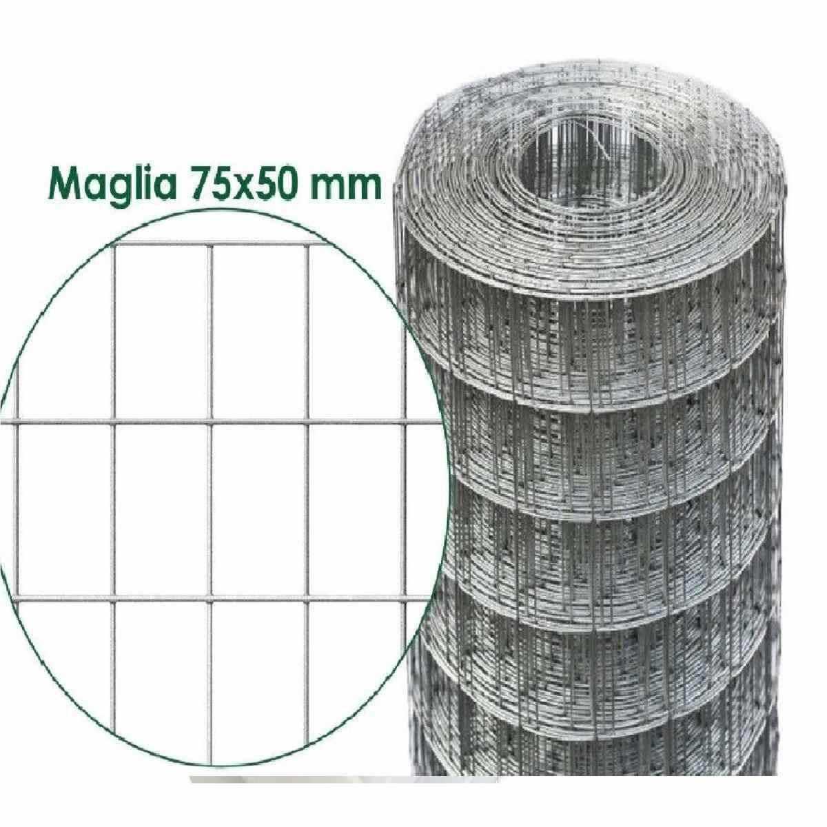 Rete elettrosaldata zincata filo 1,7 75x50 h 200 mt.25
