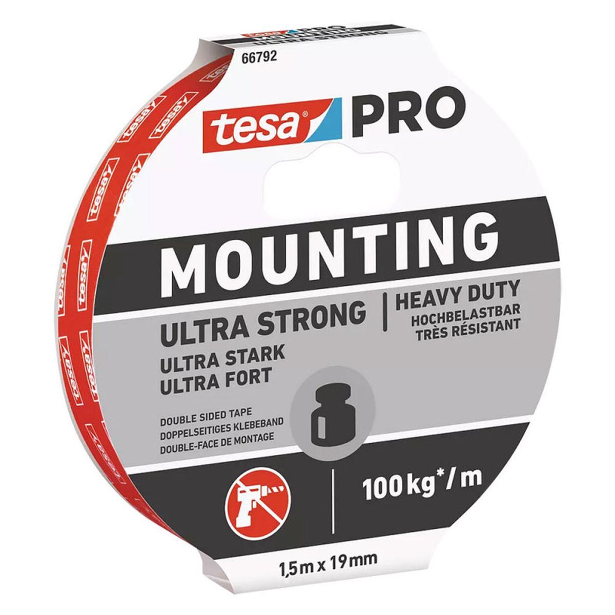 Mounting pro ultrastrong 1,5x19mm bianco lunghezza /m: 1,50 larghezza/mm: 19,0