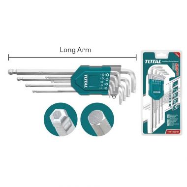 Set 9pz. chiavi esagonali piegati mis.1,5-2-2,5-3-4-5-6-8-10 total