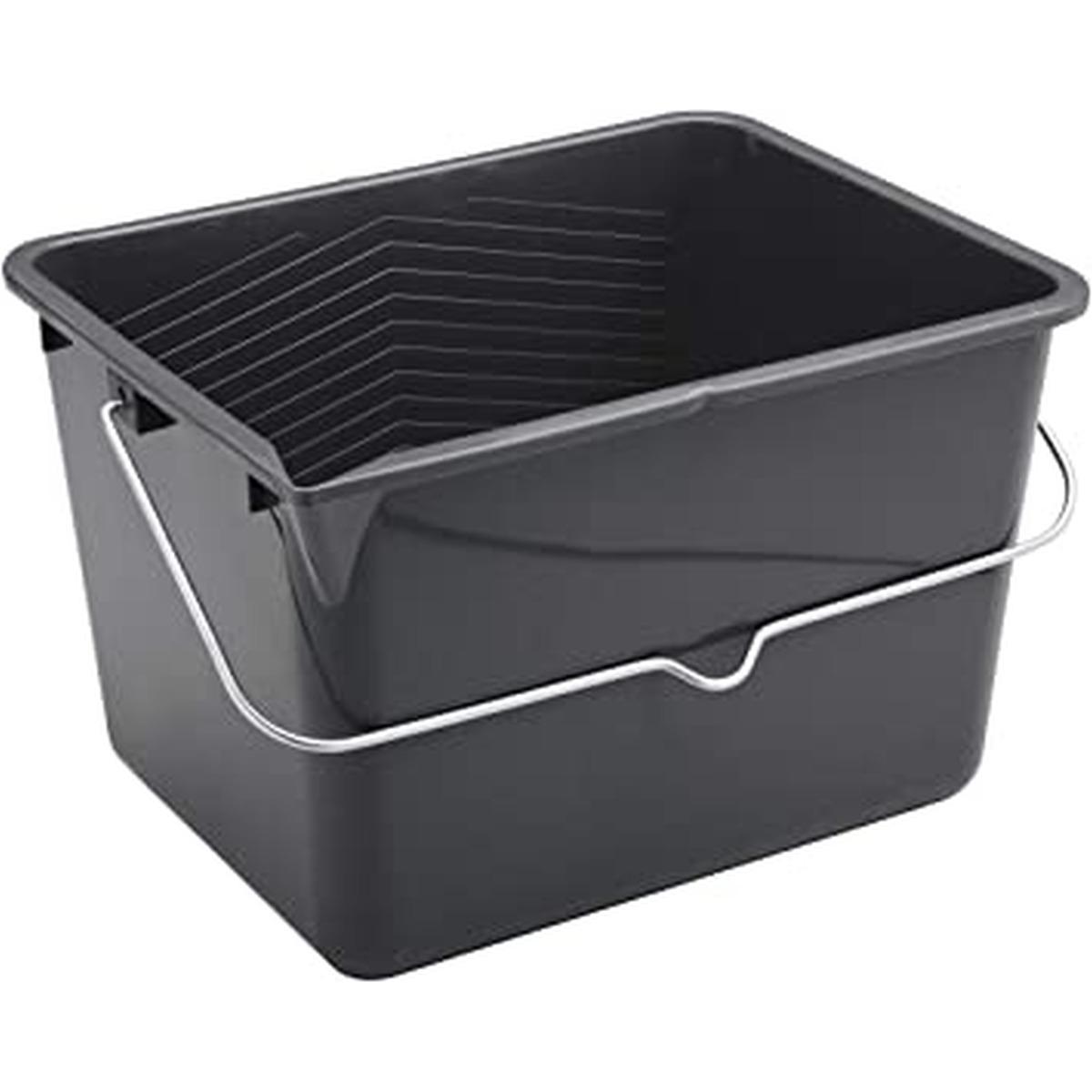 Secchio nero rettangolare  in plastica per idropitture lt.14 con retina