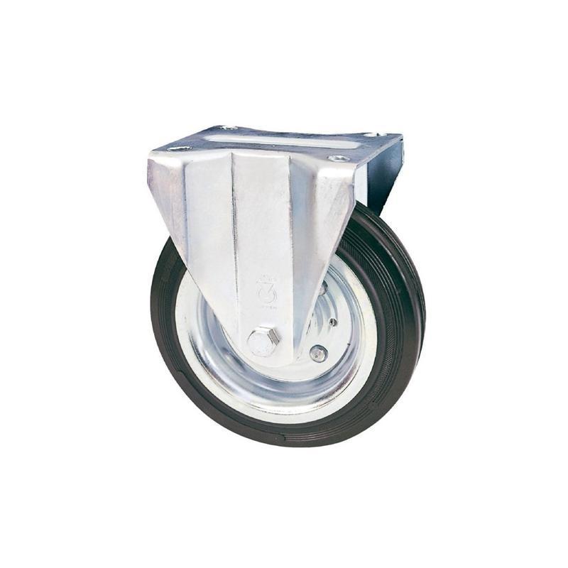 Ruota gomma  piastra fissa diametro 100