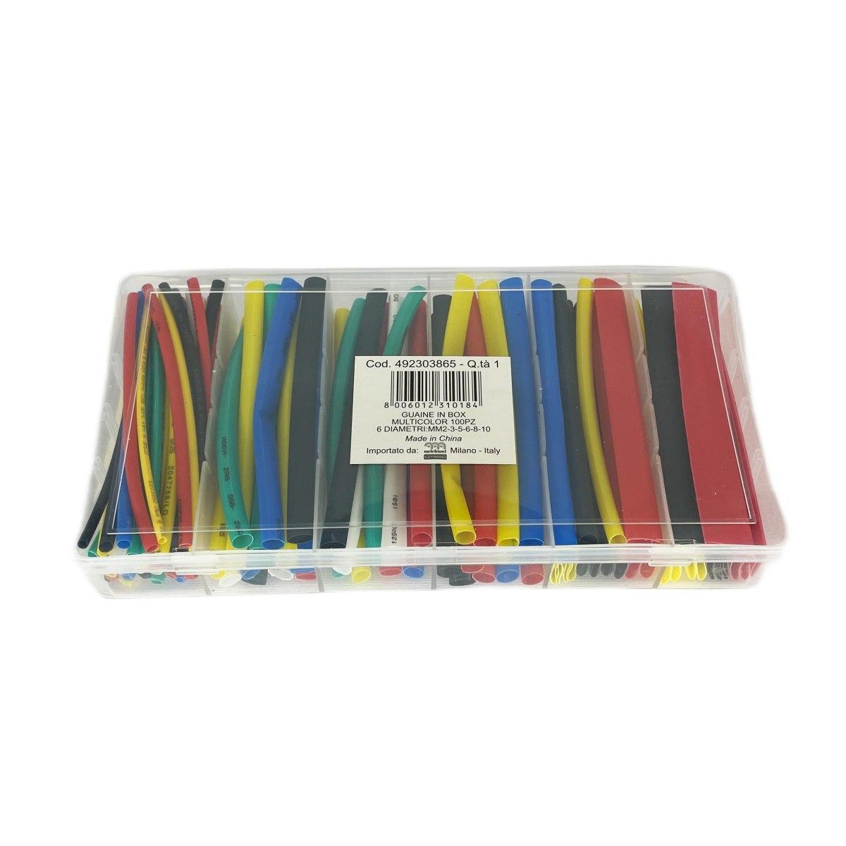 Guaina termorestringente 100pz. mm2-3-5-6-8-10 multicolor - cassetta