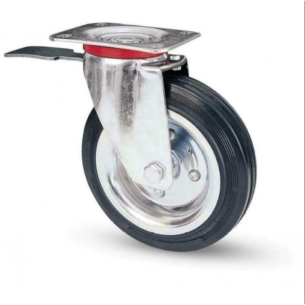 Ruota per carrelli in gomma supporto gir. mm 80 c/freno avo art. 103