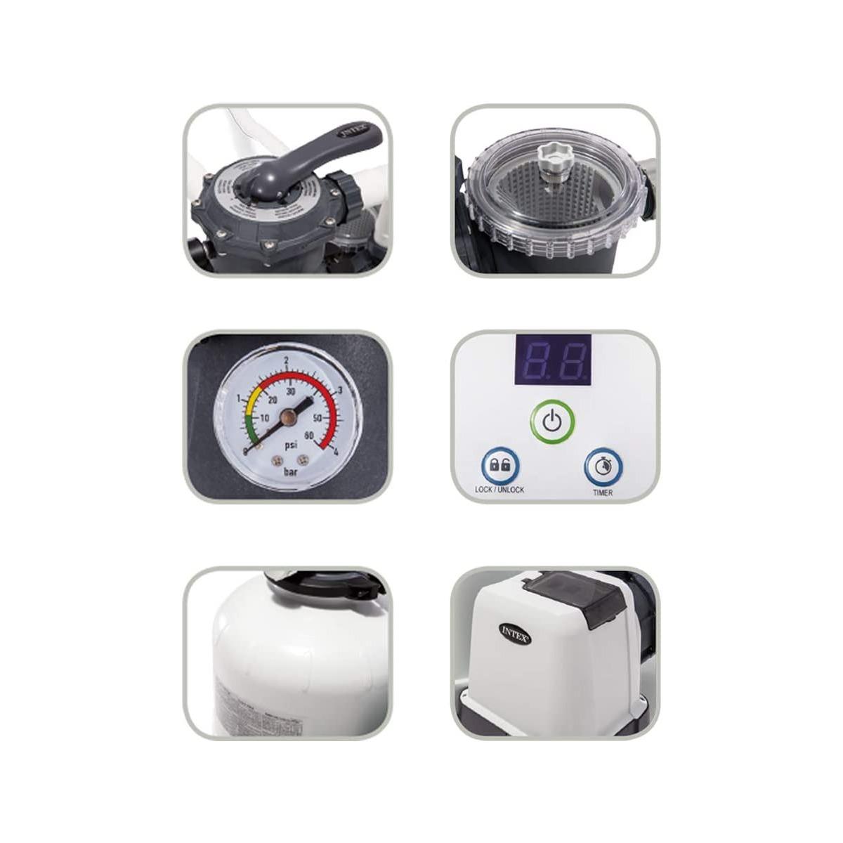 Intex 26648 pompa a sabbia - 8.000 l/h & 28000 deluxe skimmer per pompe filtro da 3.028 l/h, + skimmer pompe 3.028 l/h