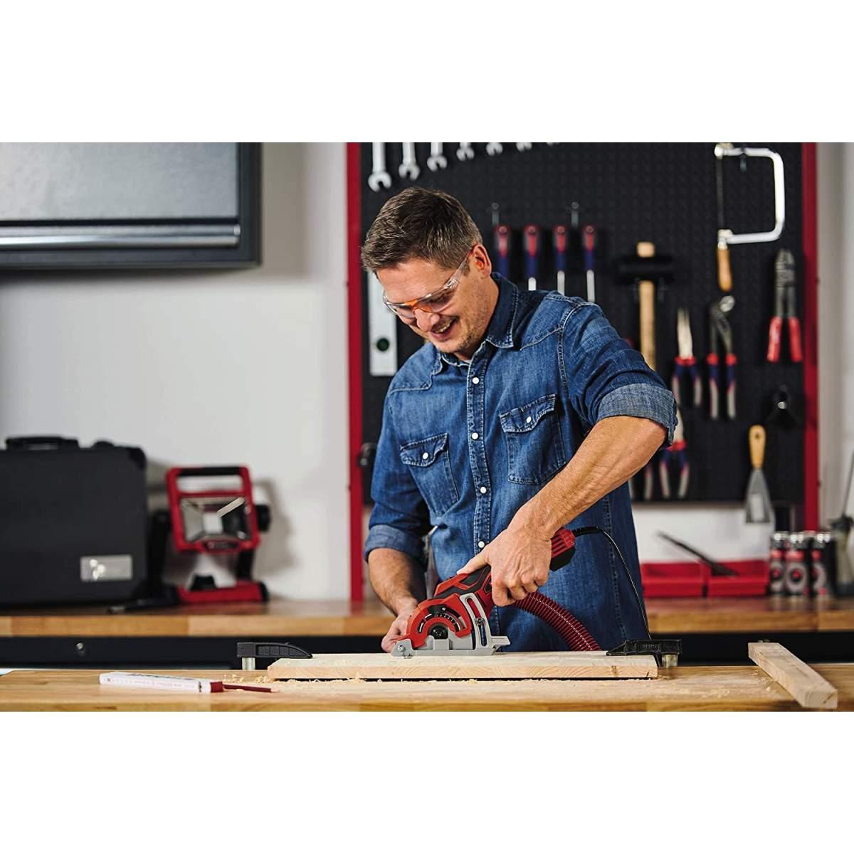 Einhell tc-cs 89 kit mini sega circolare manuale (tensione 230 v, 600 w, giri al min. 6000, lama Ø89 x Ø10, taglio max 27 mm, incl. lama legno 20 denti , lama legno 60 denti, lama