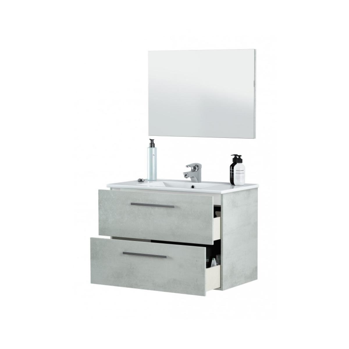 Kit mobile bagno con lavabo e specchio aruba 2c cm. 80x45x57h cemento