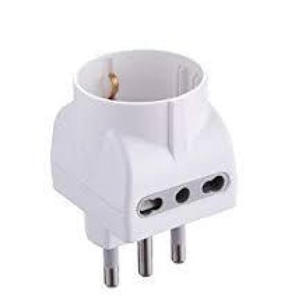Multipresa adattatore triplo maschio16a-schuko femm. 2p bival.