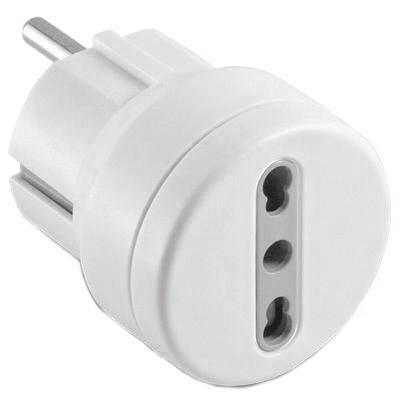 Adattatore maschio schuko-femm.bivalente franco/tedesco bianco