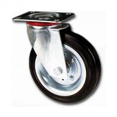 Ruota gomma per mobili in acciaio piastra girevole  diametro 40 avo