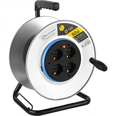 Rullo avvolgicavo con capacitÀ avvolgimento 50 mt 4 prese bipasso 10/16a + schuko