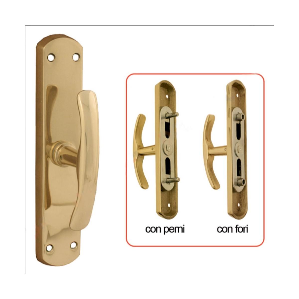 Maniglia cremonese capri gratz c/fori ottone lucido vern.