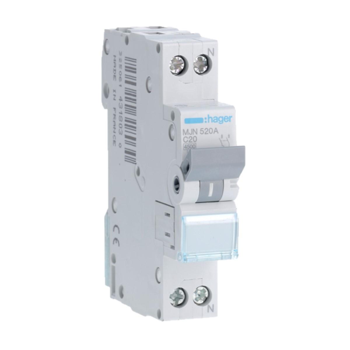 Interruttore automatico 1p+n 20a 4,5ka c 1m