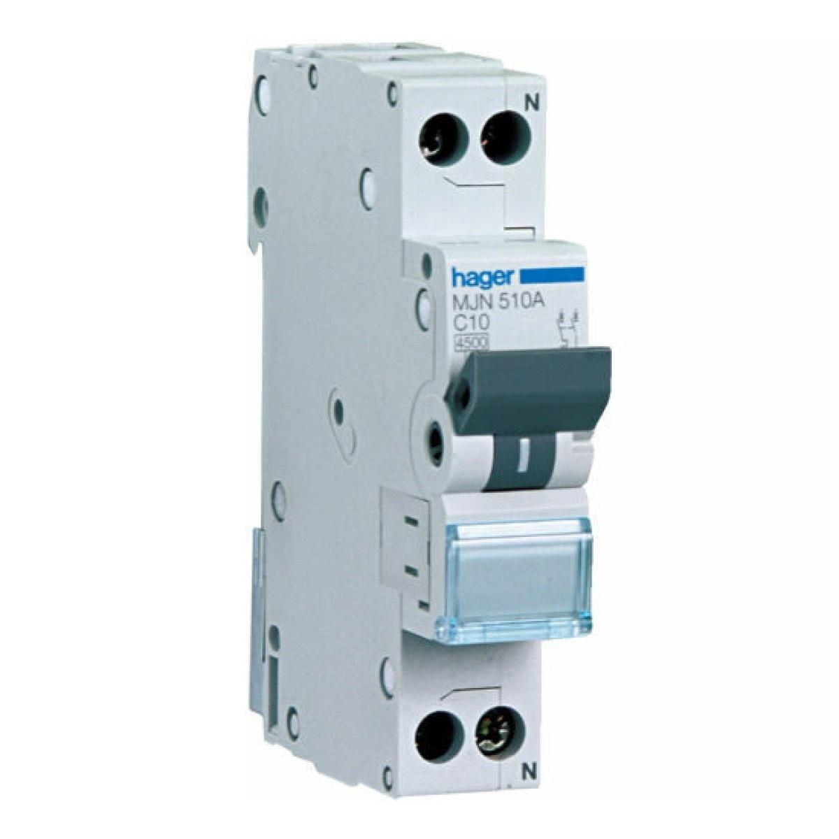Interruttore automatico 1p+n 10a 4,5ka c 1m