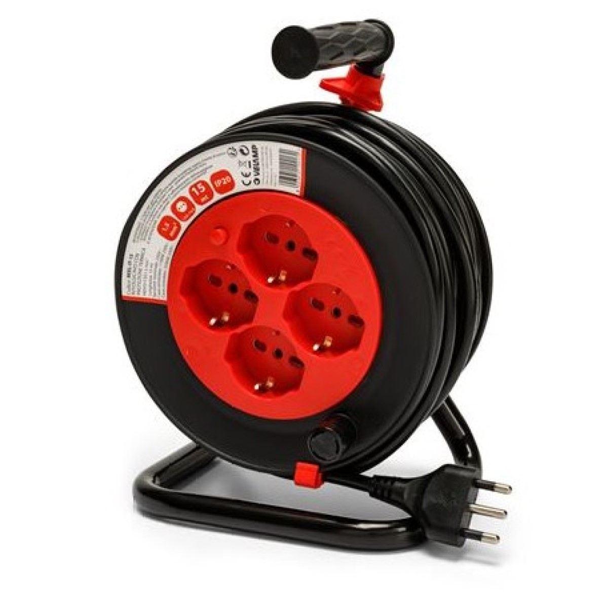 Avvolgicavo bricolage 4 shuko/biv. 15mt.