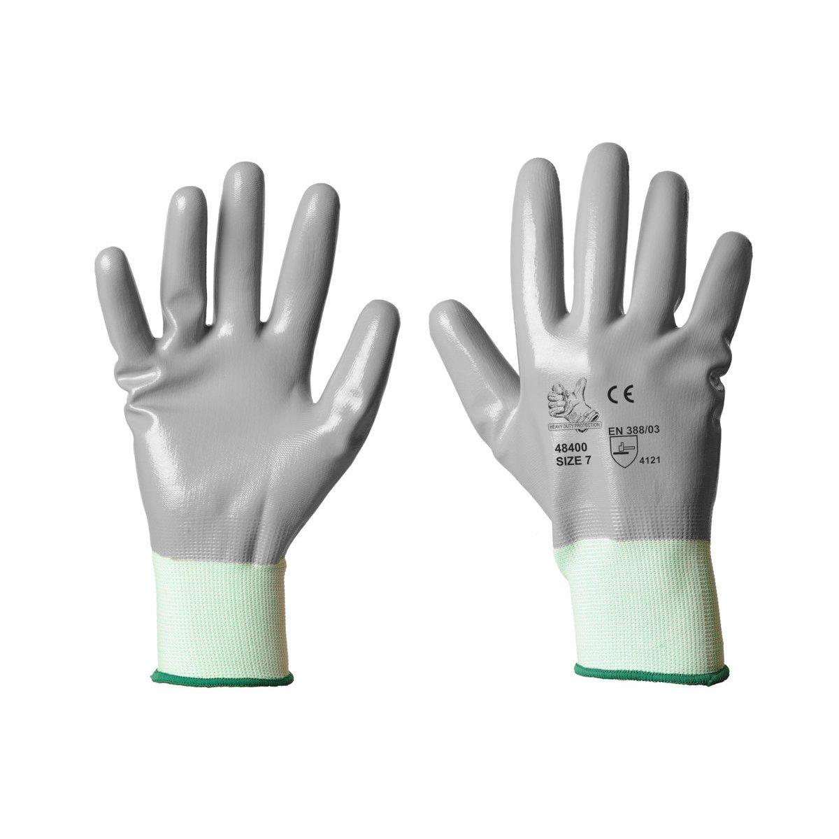 Guanto spalmato in nitrile/nylon grigio-bianco eco