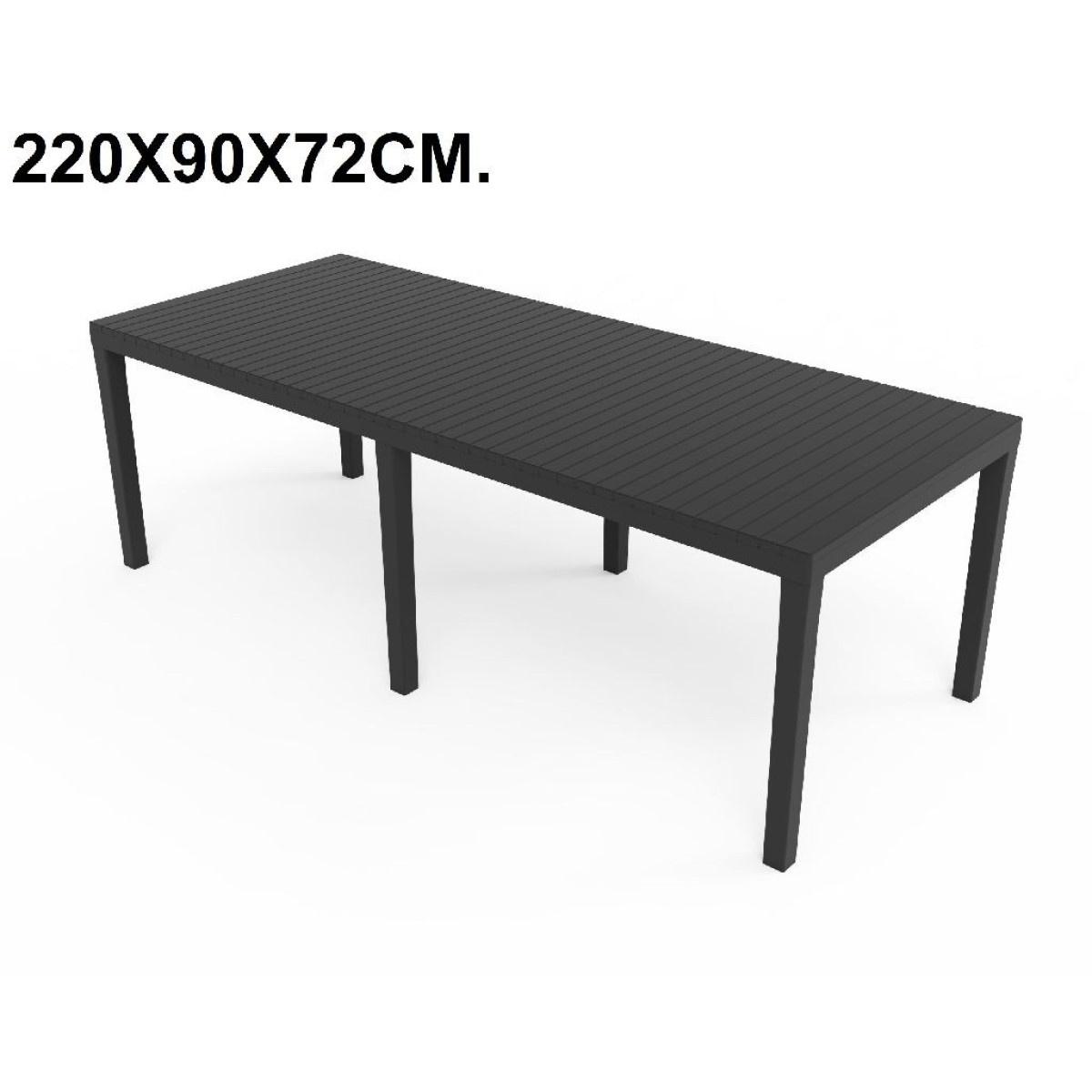 Tavolo  poliprilene 'indo' antracite allung.cm.220x90xh.72