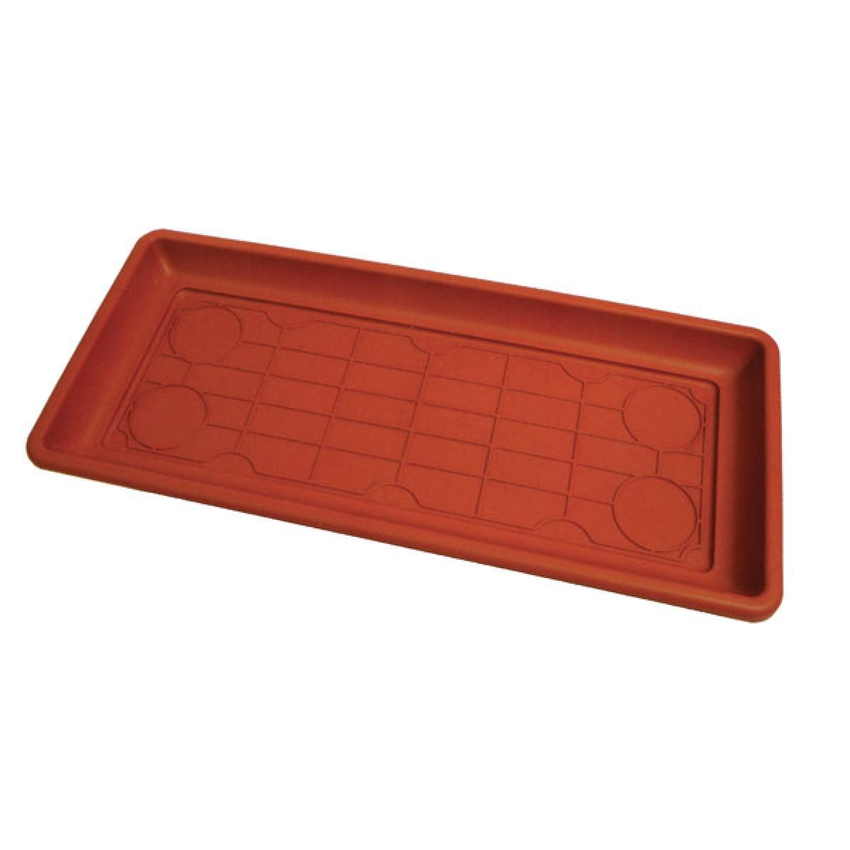 Sottovaso rett. in pvc colore terracotta mod.vulcano cm. 60
