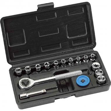 Set cricchetto con chiaive a bussole 1/4 poll. pz. 16