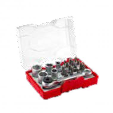 Set cricchetto con chiaive a bussole 1/4 poll. pz. 16