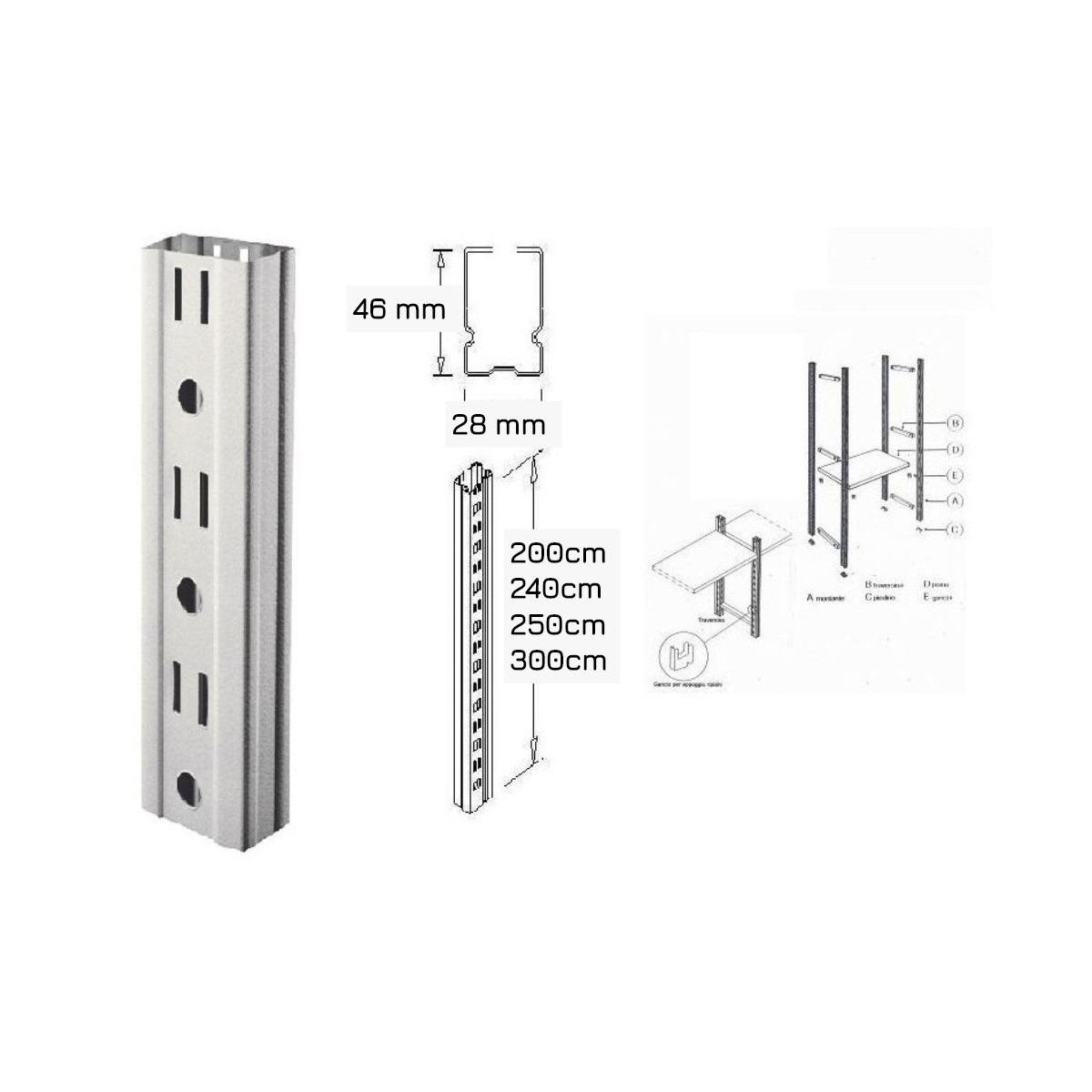 Montante x scaffali a gancio h300