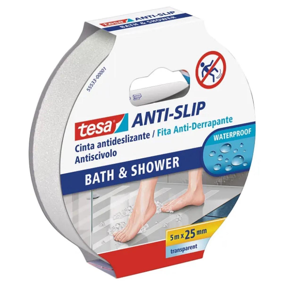 NASTRO ANTISCIVOLO TESA BAGNO E DOCCIA mm25x5Mt