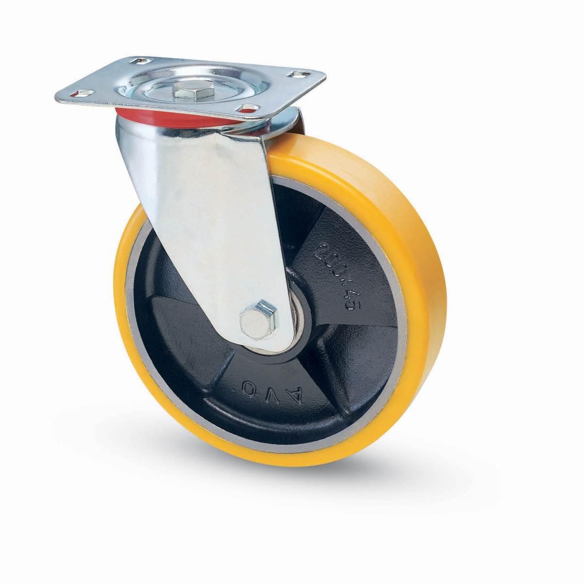 Ruota in ultron c/piastra gir. mm 80x20 nucl. ghisa - in poliu. 'avo'