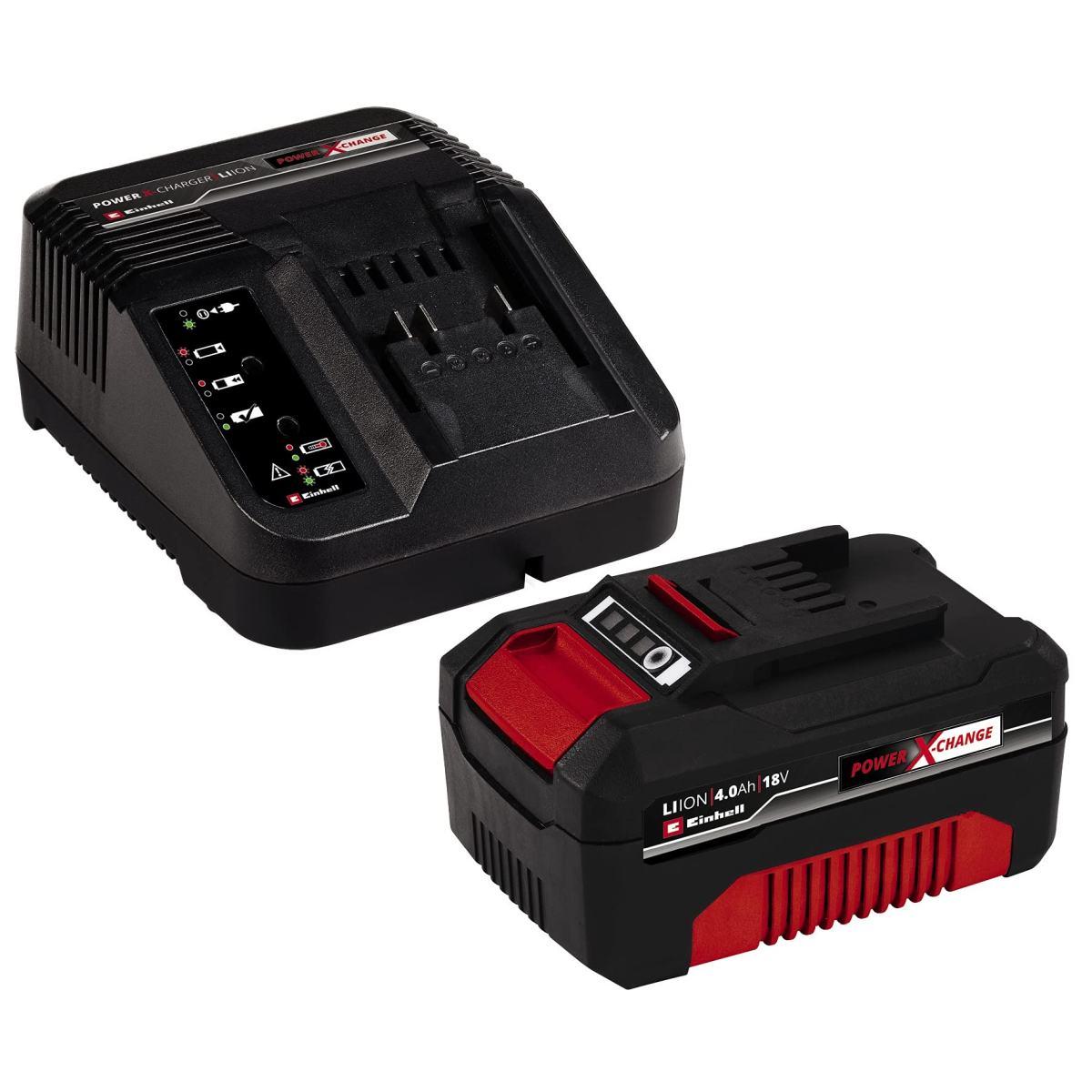 Einhell 4512042 power-x-change starter kit, caricabatteria e batteria da 4000 mah li-ion, nero, rosso 4000 mah li-ion single