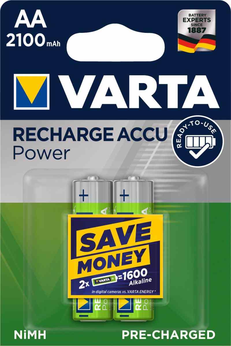 BATTERIA RICARICABILE VARTA STILO 2100 mah blister 2 pz