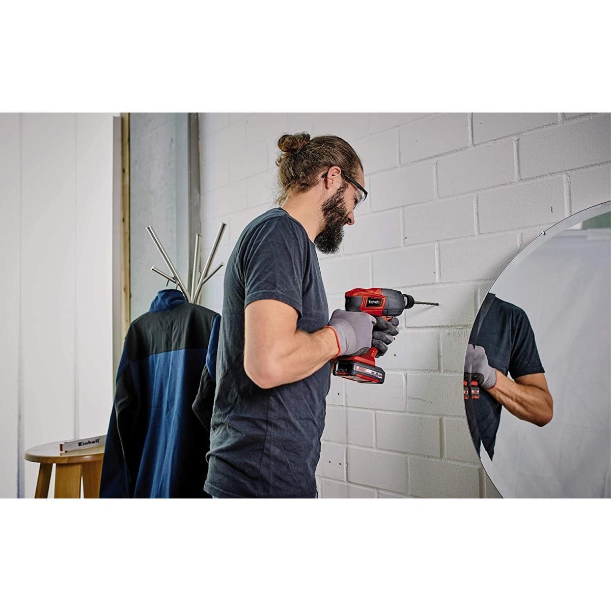 Einhell TE-HD 18 Li Kit Tassellatore, 18 V, Nero, Rosso, Con Batteria Da 1,5Ah e Caricabatteria